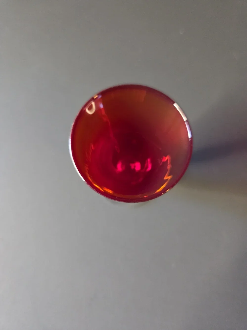 Vintage Ruby Red Cordial Liqueur Glasses Clear Stem Set of 6 Mid Century Barware